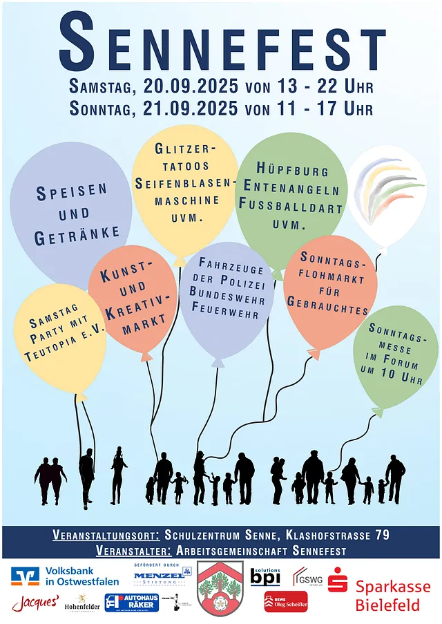 Plakat zum Sennefest mit Luftballons